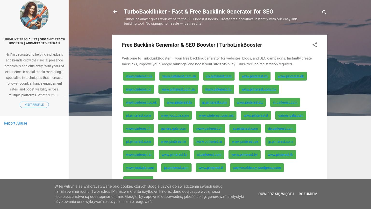 turbobacklinker.blogspot.com website homepage - live status check by WebsiteDown.xyz