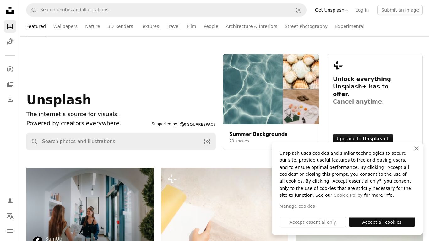 unsplash.com website homepage - live status check by WebsiteDown.xyz