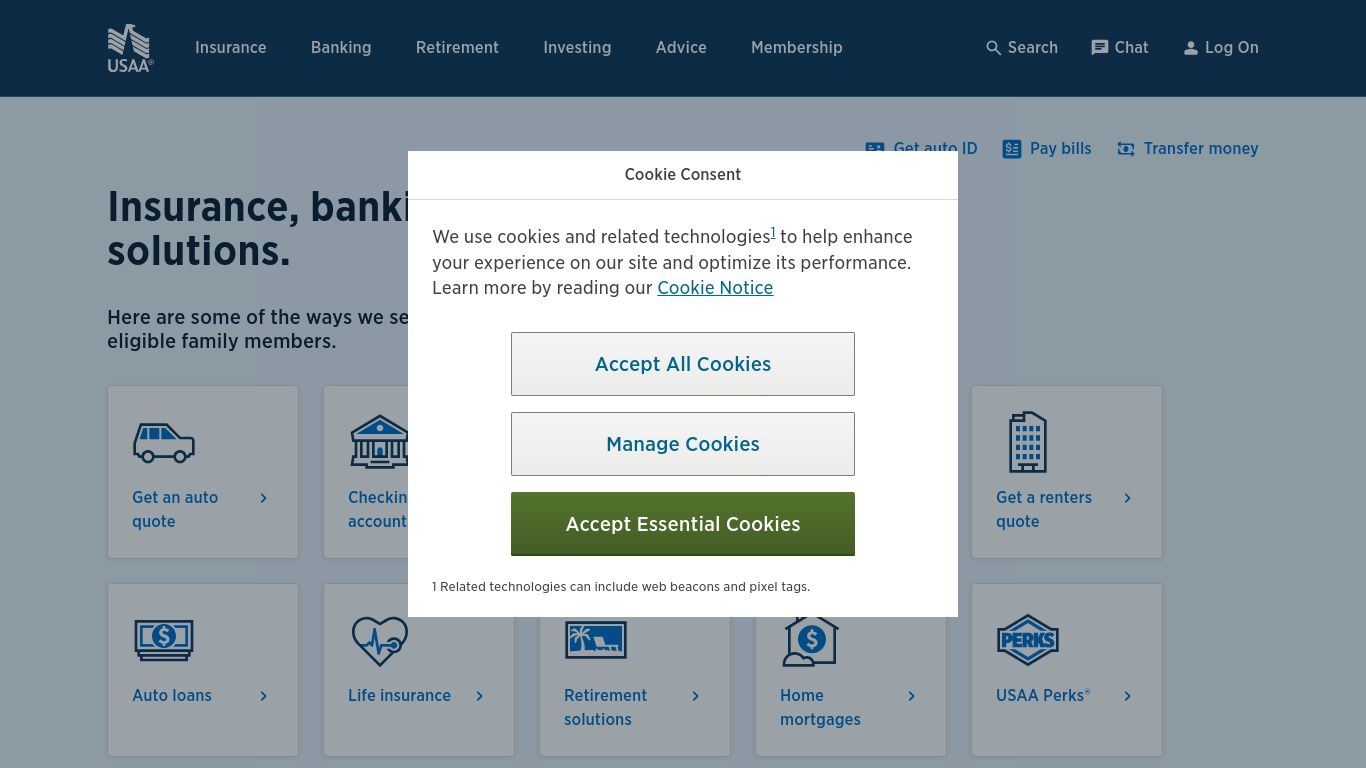 usaa.com website homepage - live status check by WebsiteDown.xyz