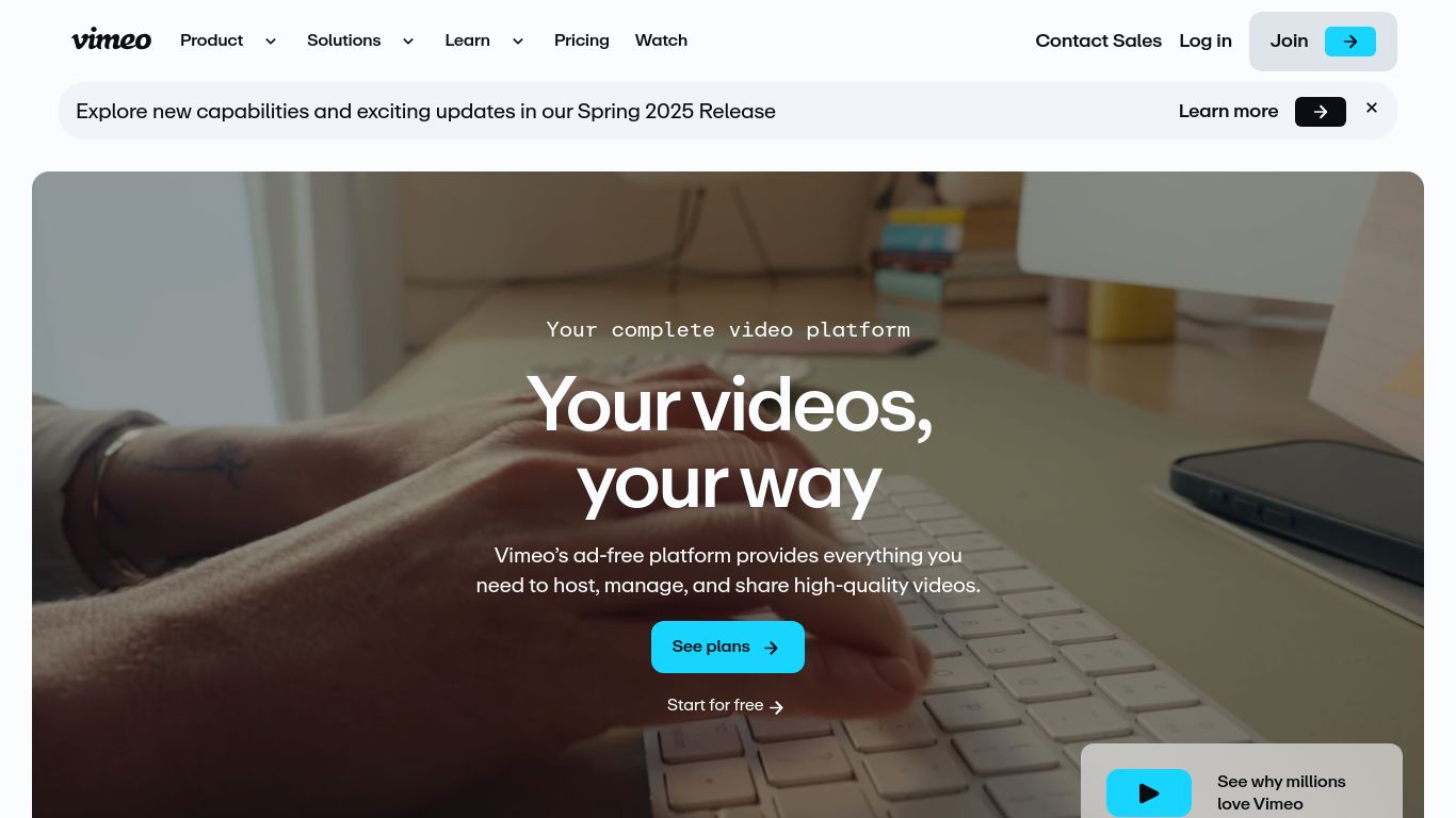 vimeo.com website homepage - live status check by WebsiteDown.xyz