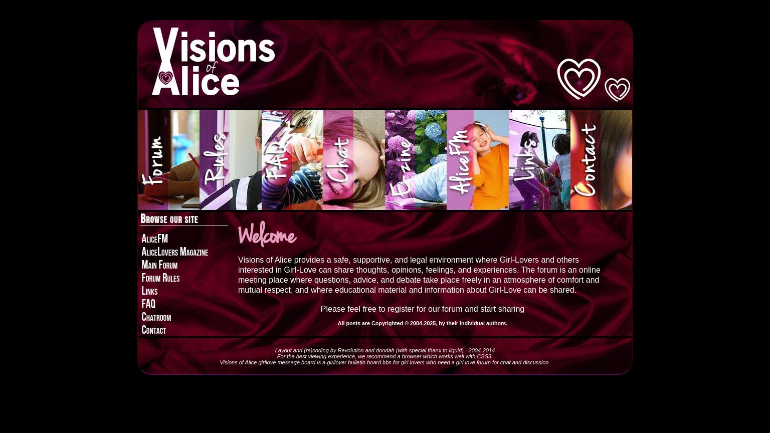 visionsofalice.net website homepage - live status check by WebsiteDown.xyz