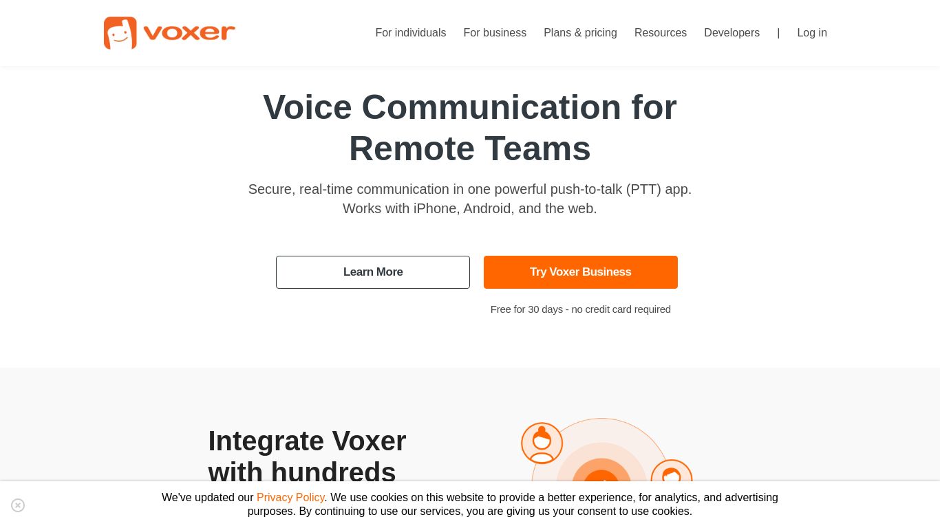 voxer.com website homepage - live status check by WebsiteDown.xyz
