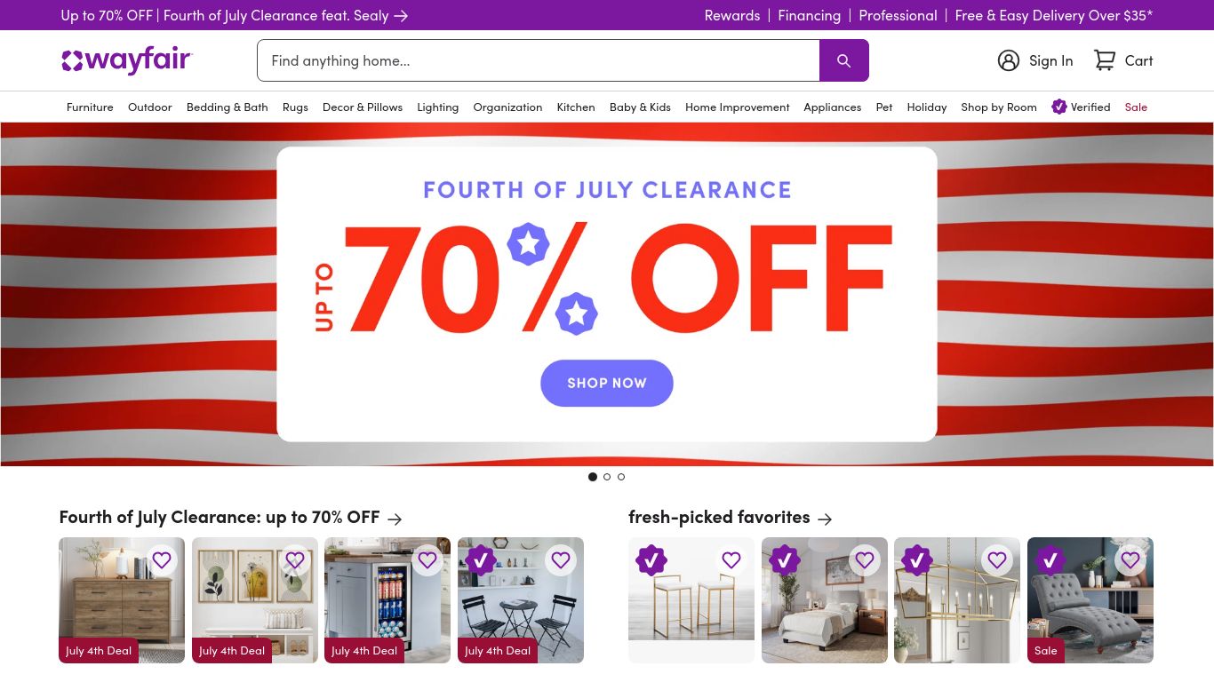 wayfair.com website homepage - live status check by WebsiteDown.xyz