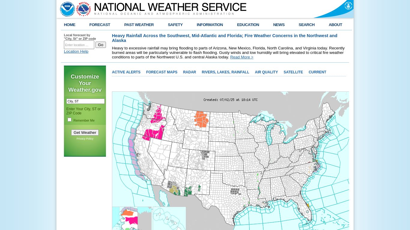 weather.gov website homepage - live status check by WebsiteDown.xyz