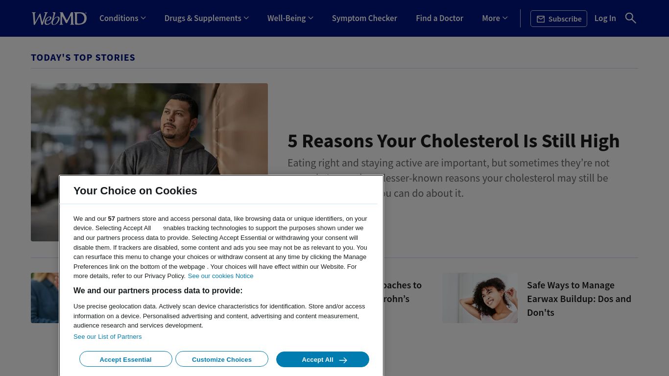 webmd.com website homepage - live status check by WebsiteDown.xyz