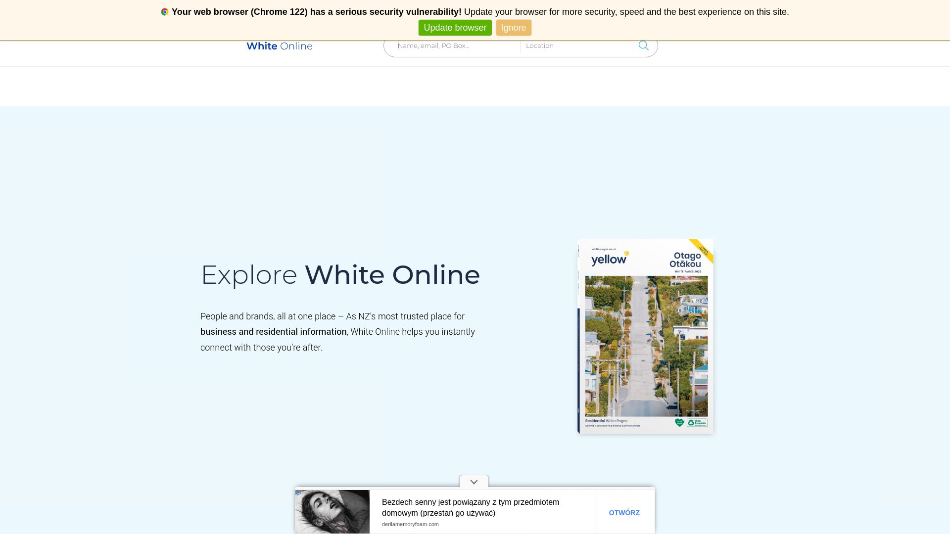 whitepages.co.nz website homepage - live status check by WebsiteDown.xyz