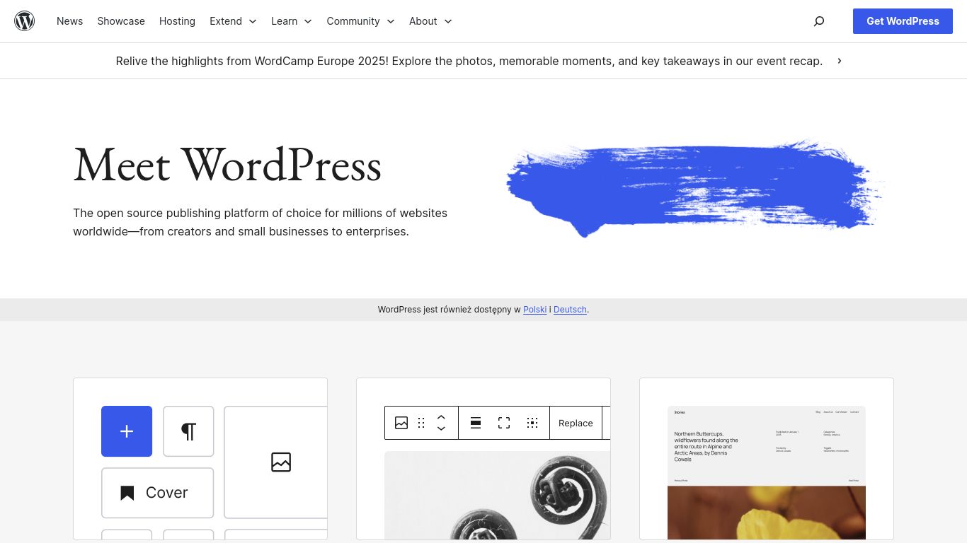 wordpress.org website homepage - live status check by WebsiteDown.xyz
