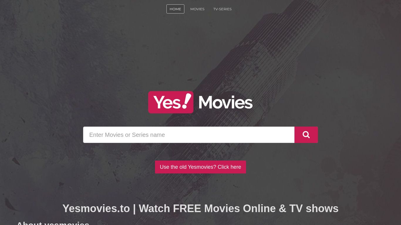 yesmovies.to website homepage - live status check by WebsiteDown.xyz