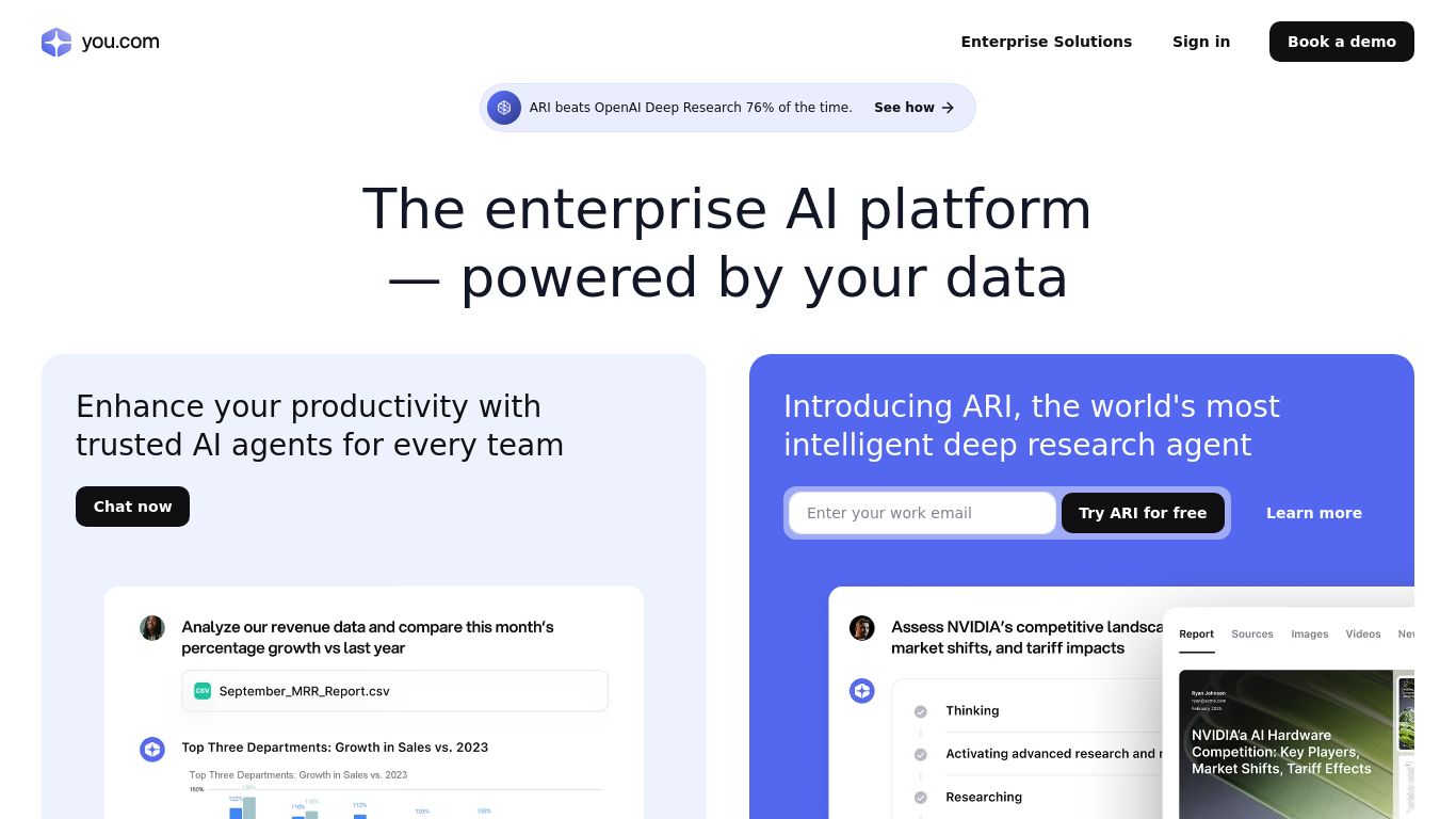 you.com website homepage - live status check by WebsiteDown.xyz