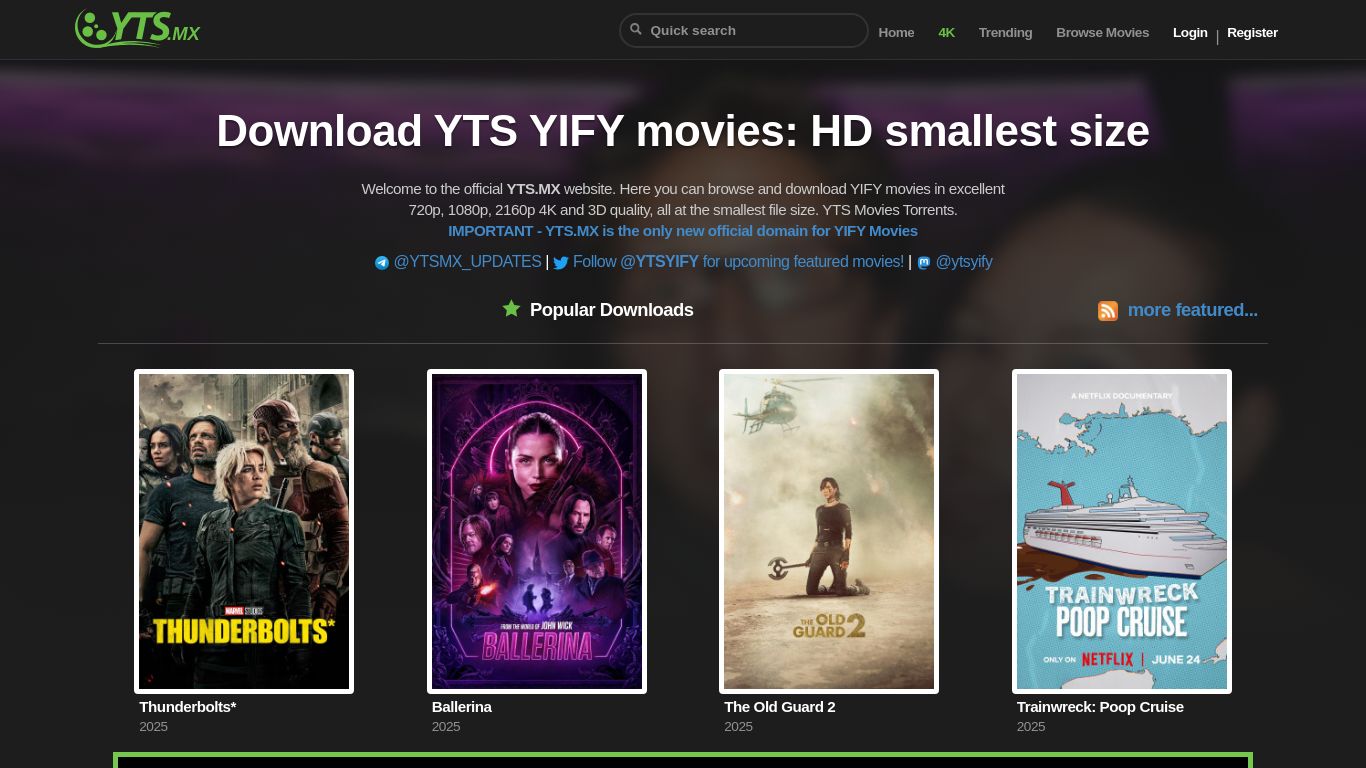 yts.ag website homepage - live status check by WebsiteDown.xyz
