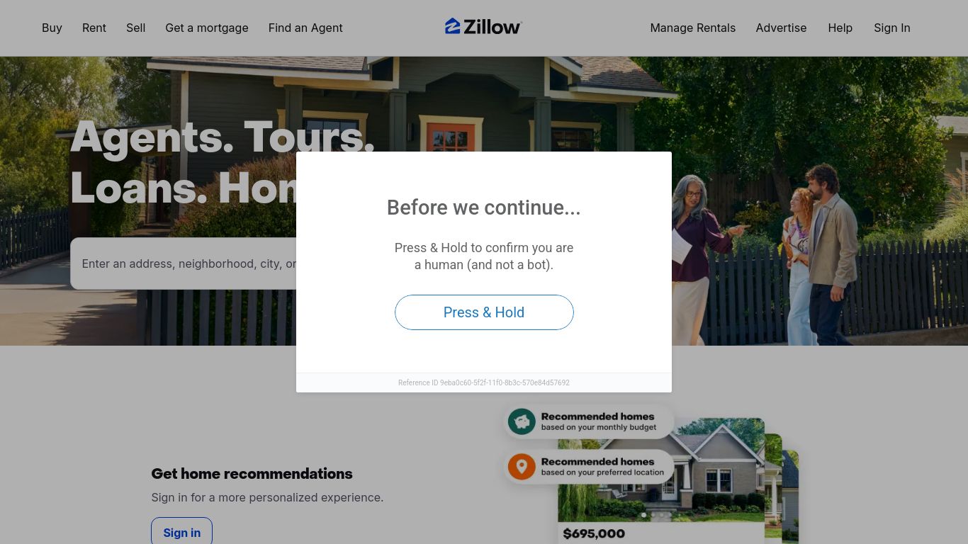 zillow.com website homepage - live status check by WebsiteDown.xyz