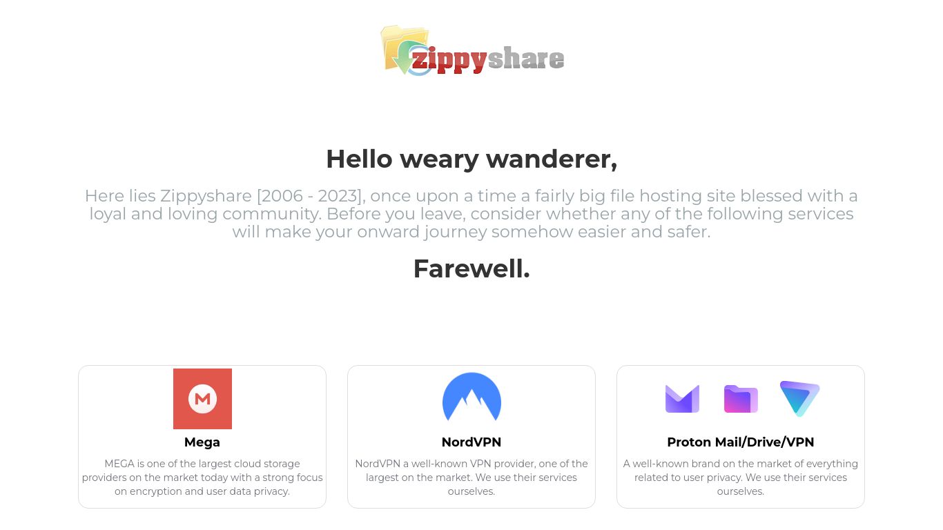 zippyshare.com website homepage - live status check by WebsiteDown.xyz